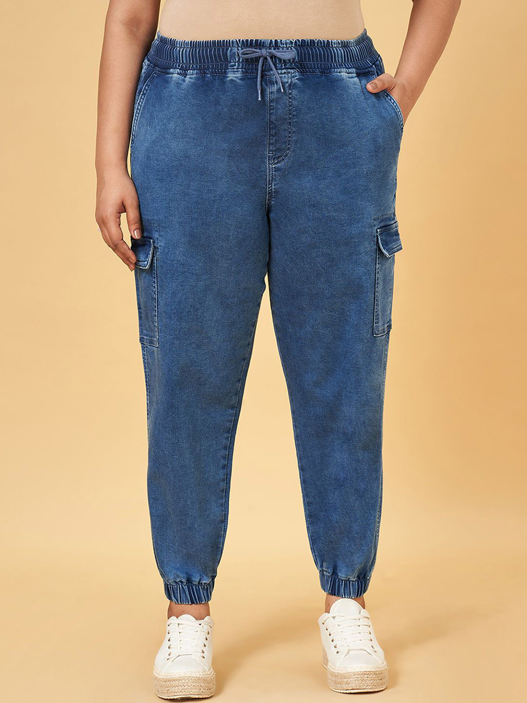 Honey Curvytude by Pantaloons Women Cargo Styles Jogger Trouser