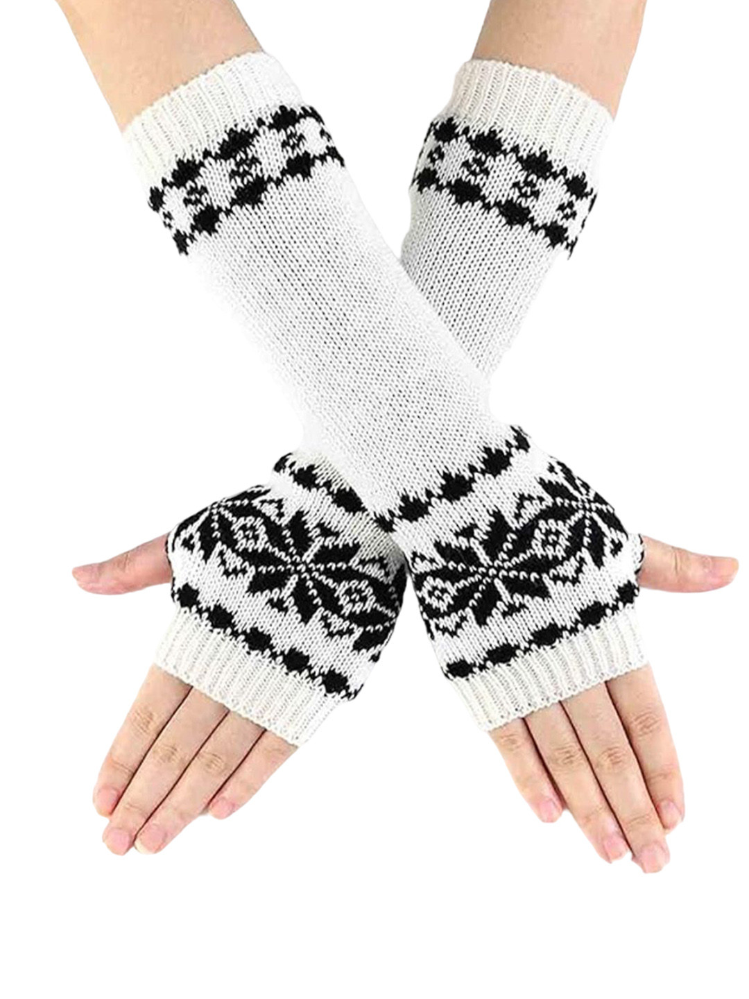 Bold N Elegant Women Patterned Acrylic Fingerless Knitted Gloves
