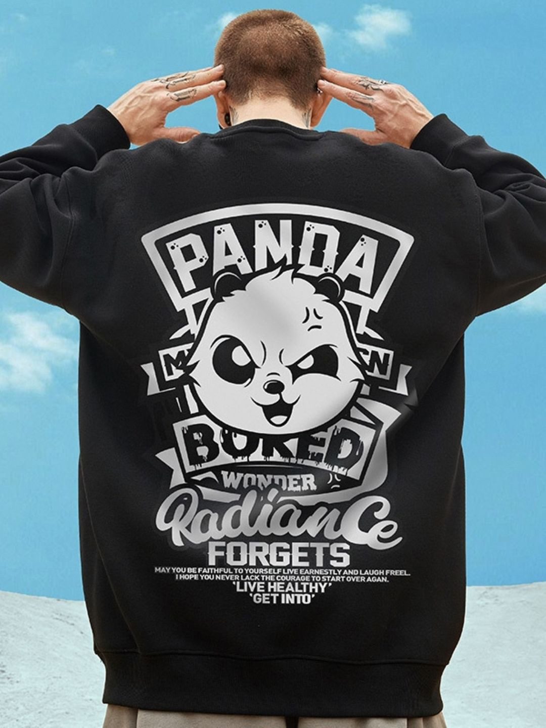 KPOP Men Cotton Printed Round Neck Long Sleeves Sweatshirt