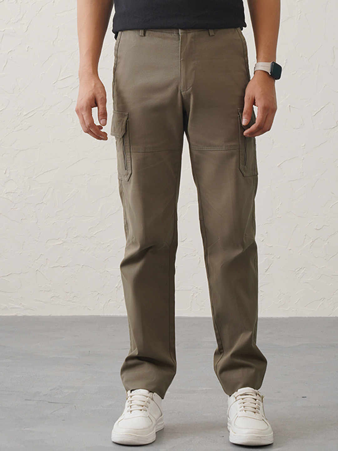 Minus One Men Slim Fit Cargos Trousers