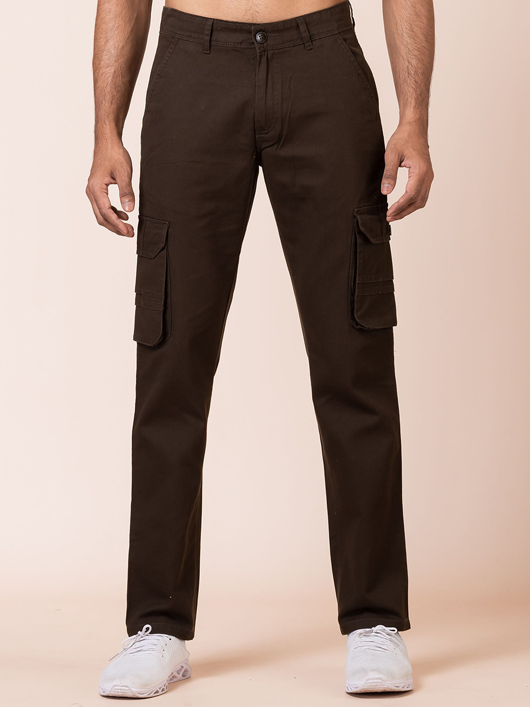 AFLASH Men High-Rise Light Fade Cargos Jeans