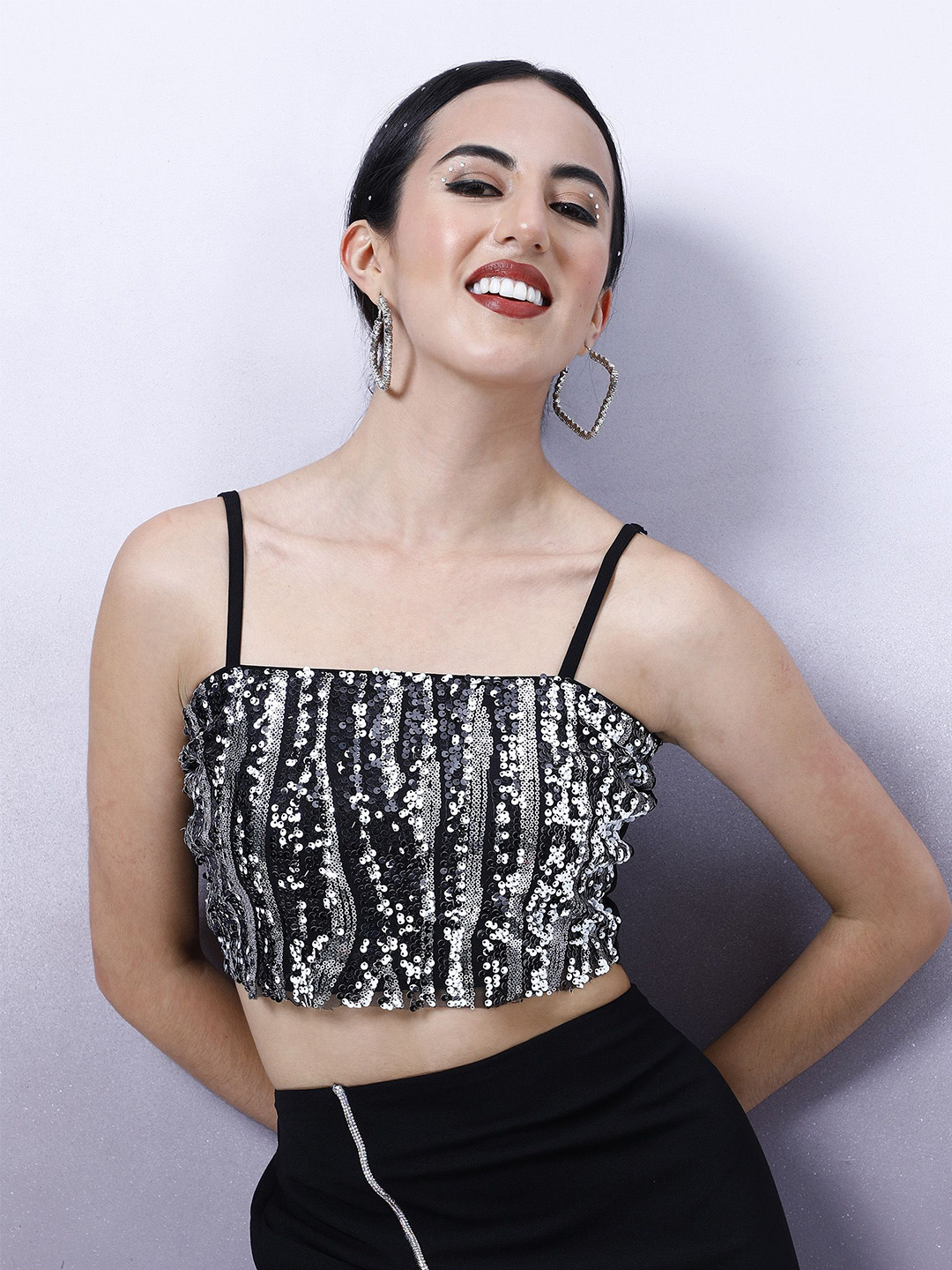 Athena Women Sequined Bralette Crop Top