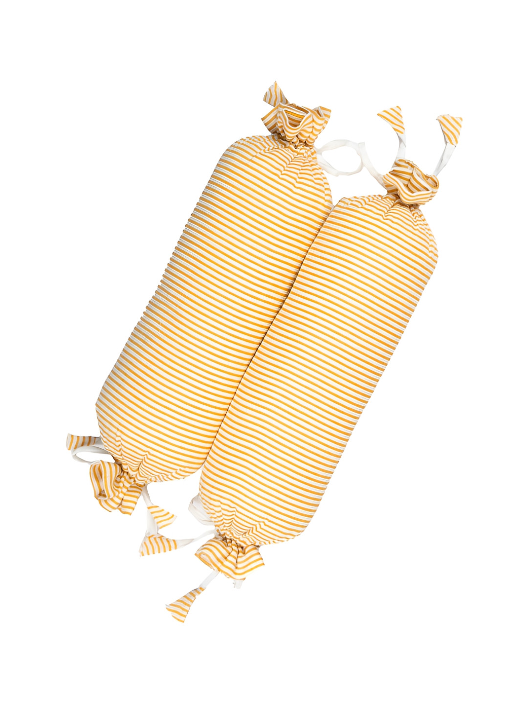 Masilo Light Yellow 2 Pieces Striped Printed Cylindrical Shaped Organic Cotton Bolsters