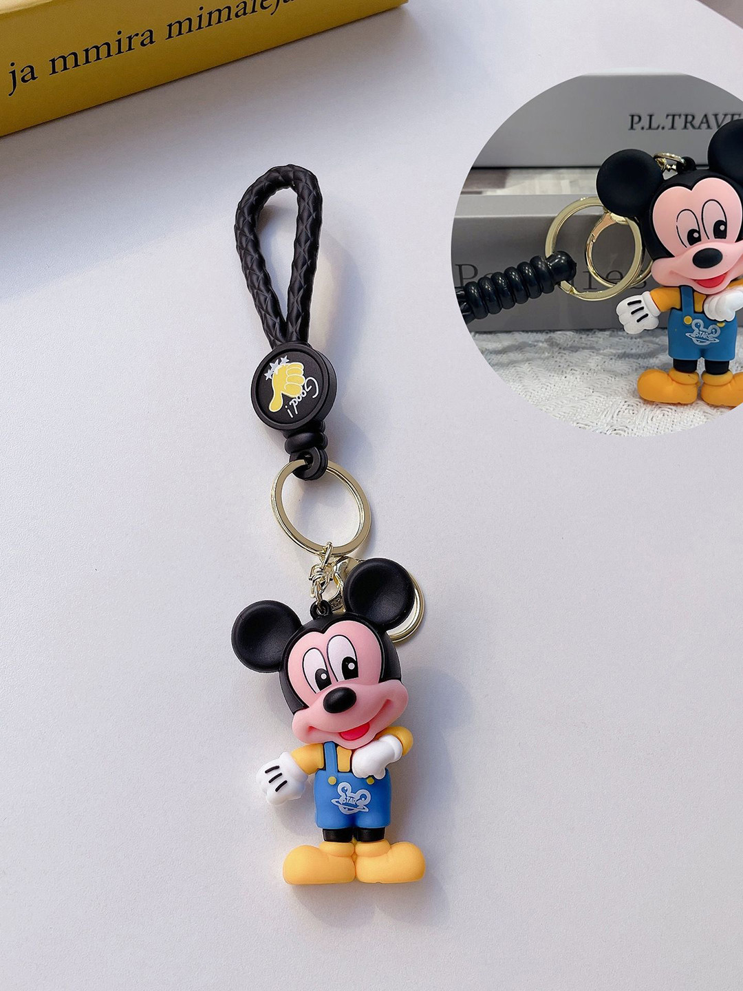 Flenzy Cute Mickey Minnie Keychain With Wide Belt