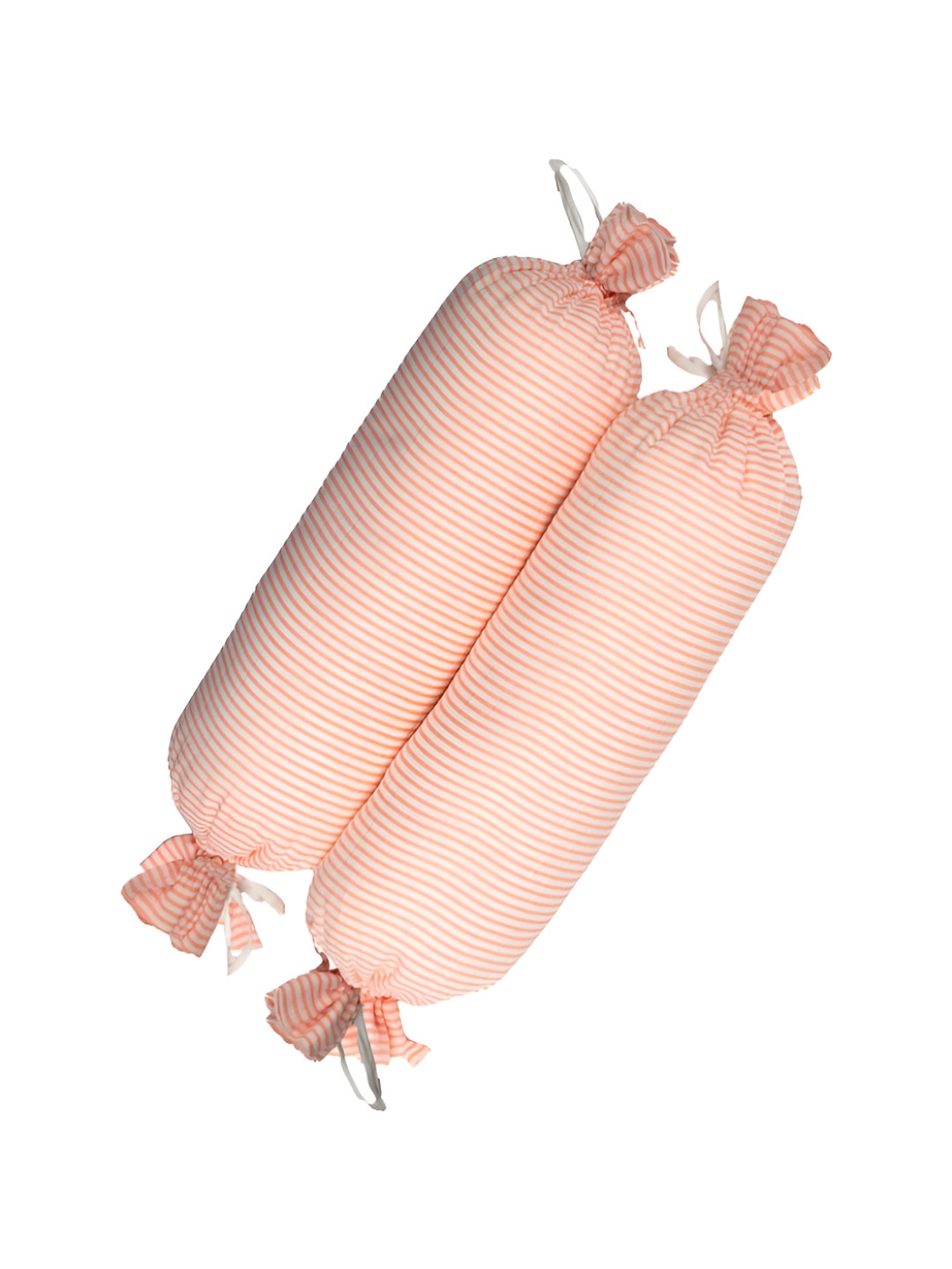 Masilo Pink 2 Pieces Striped Printed Cylindrical Shaped Organic Cotton Bolsters