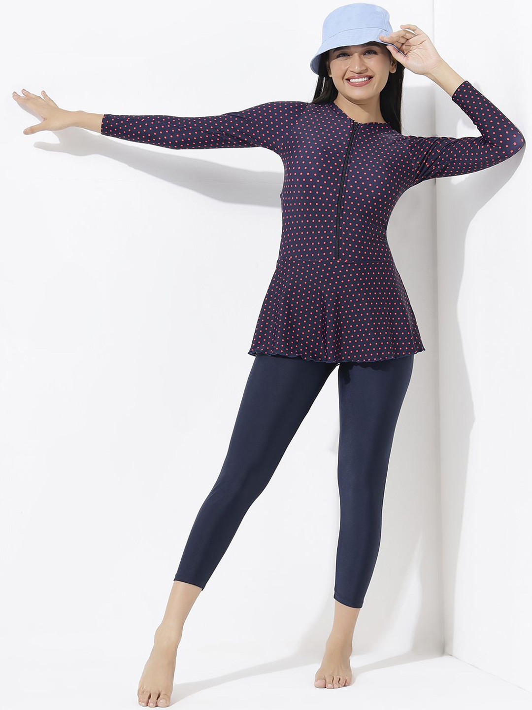 LYCOT Women Printed Long Sleeves Swimming Dress With Attached Tights