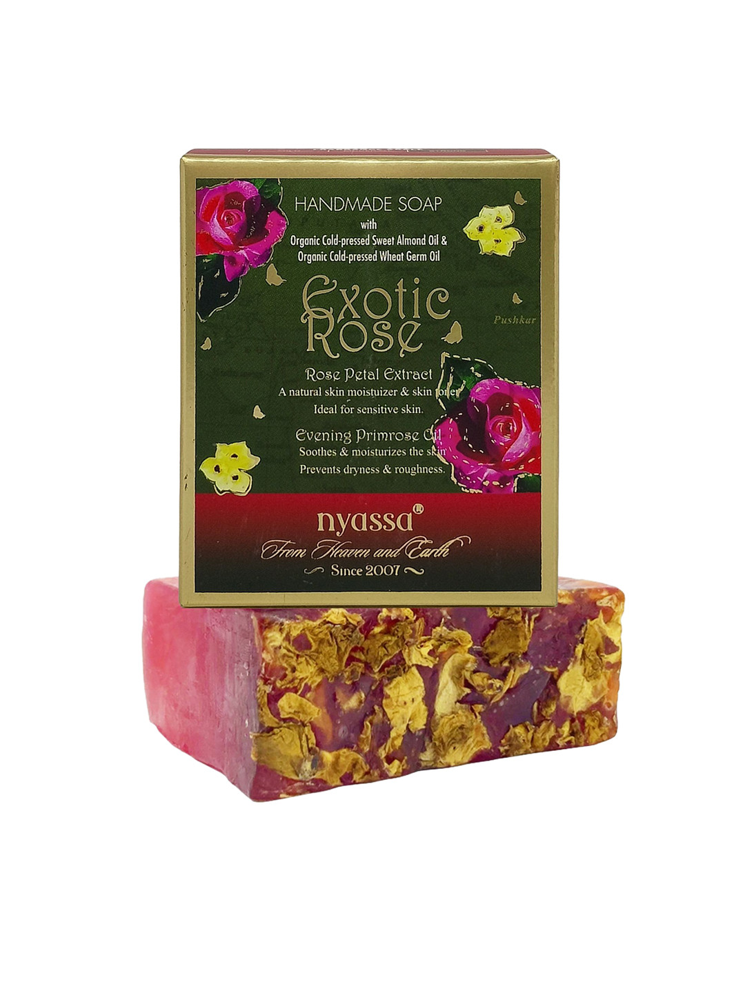 Nyassa Exotic Rose Handmade Soap With Rose Petal Extract & Evening Primrose Oil - 150 g