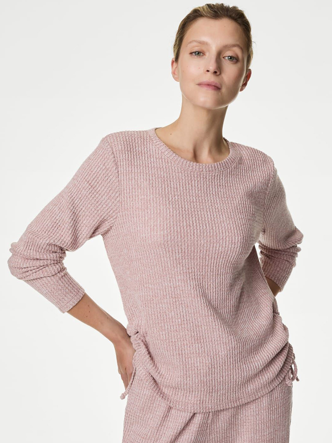 Marks & Spencer Women Waffle-Textured Lounge Top