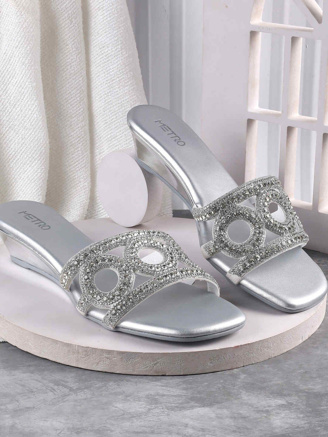 Metro Women Embellished Square Toe Sandals