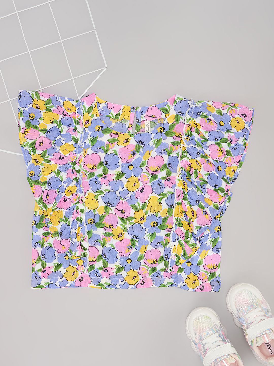 Pantaloons Junior Girls Round Neck Printed Crop Top