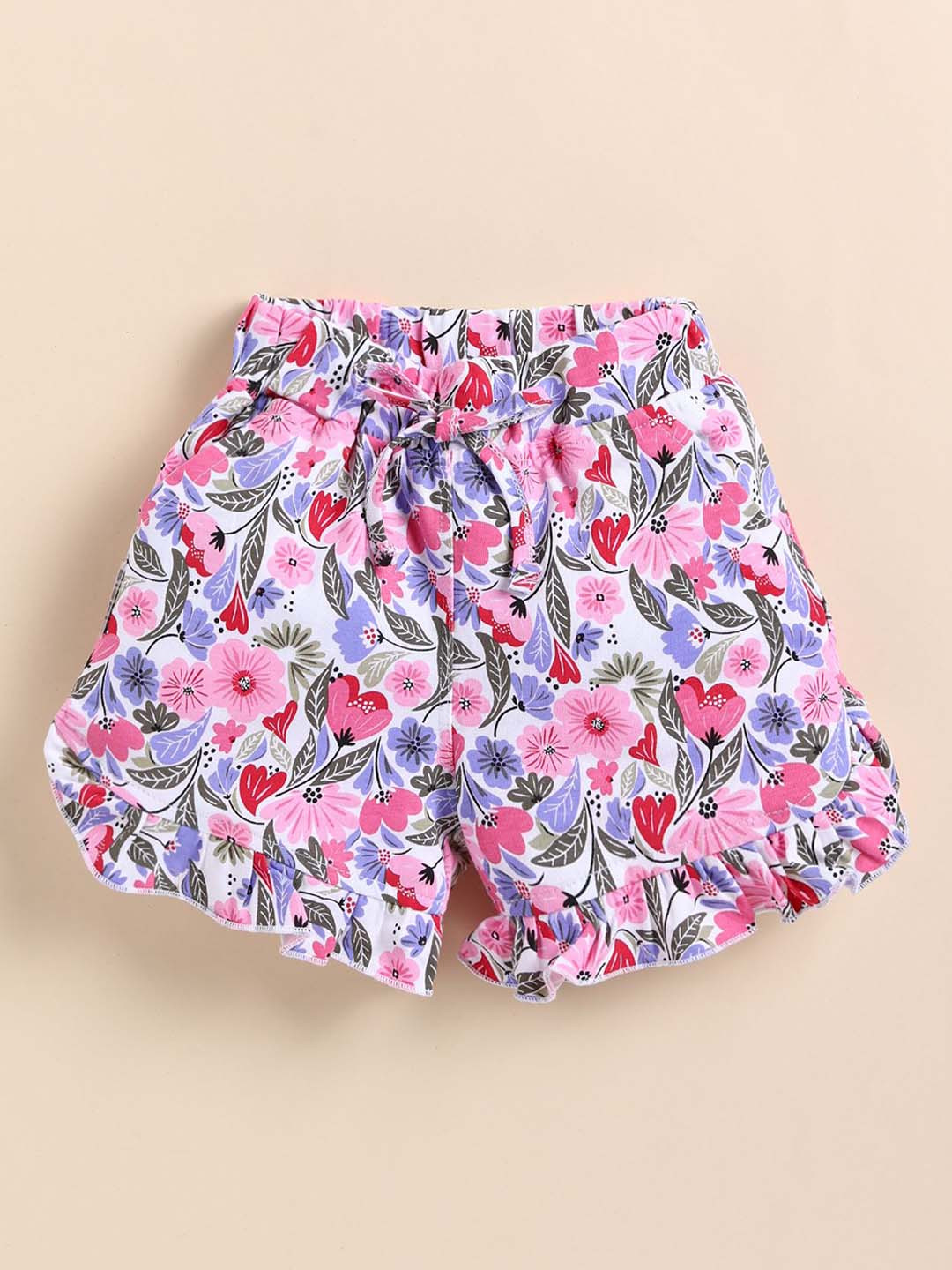 Annie Girls Cotton Floral Printed Regular Fit Mid-Rise Regular Short