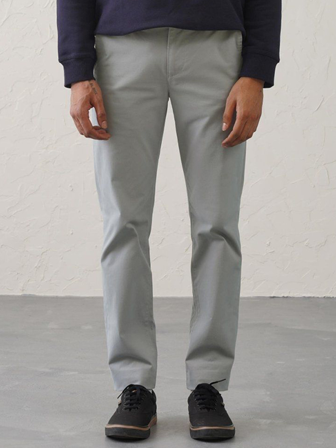 Minus One Men Regular Fit Chinos Trousers