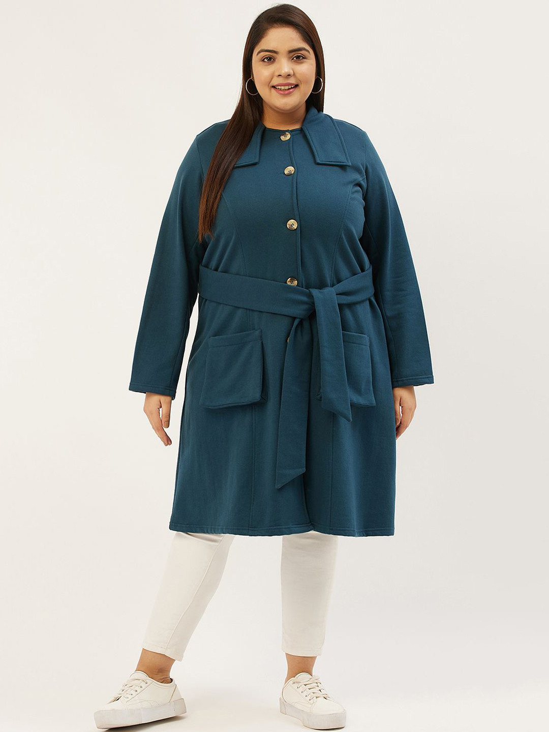 theRebelinme Women Plus Size Single-Breasted Longline Winter Overcoat