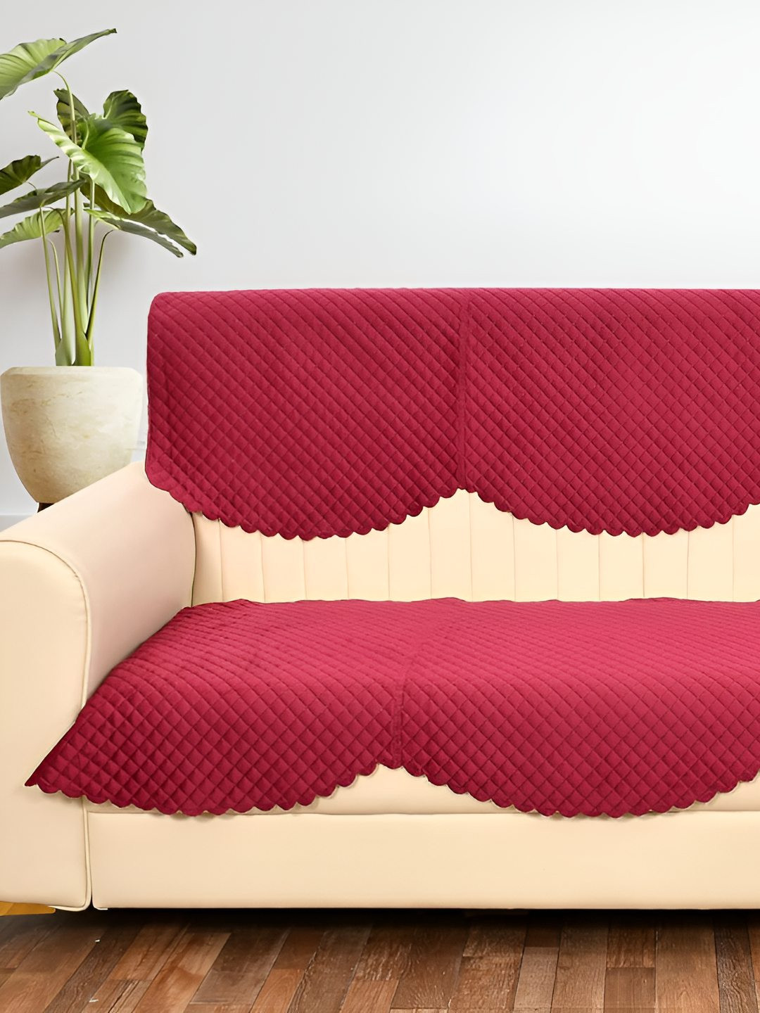 Bajo's Red 3 Seater Velvet Sofa Cover