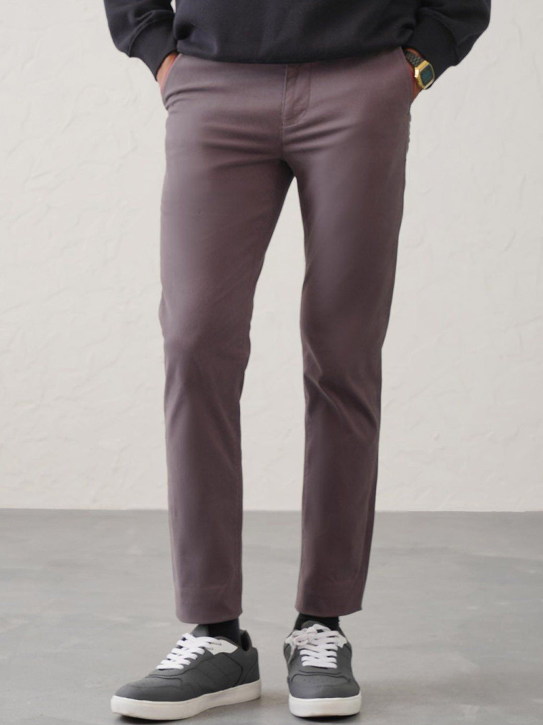Minus One Men Slim Fit Cotton Chinos Trouser