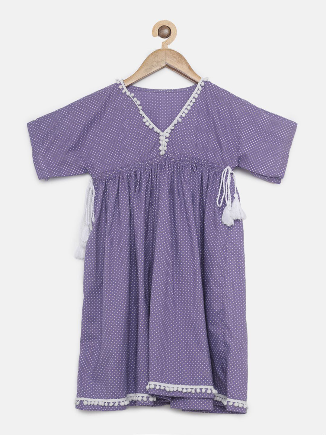 The Kaftan Company Girls Polka Dot Printed Cotton Fit & Flare Dress