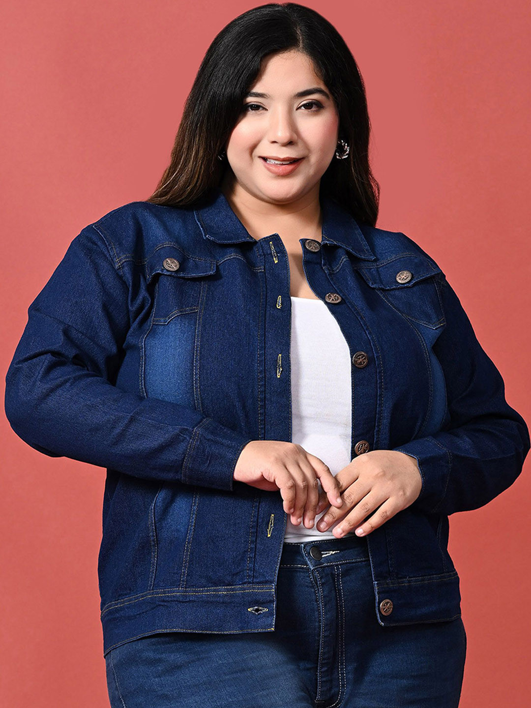 Funday Fashion Women Denim Jacket with Patchwork