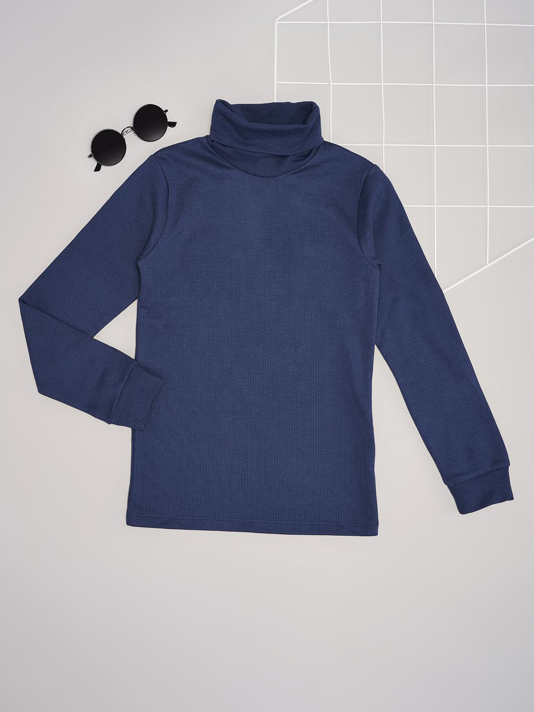 Pantaloons Junior Boys Ribbed High Neck Thermal Top