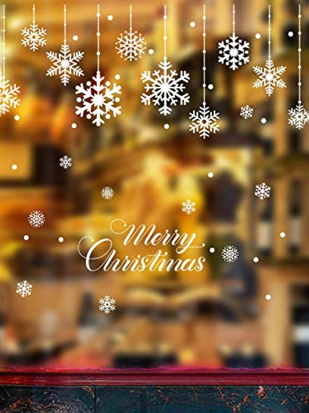 Asian royal White Merry Christmas Snowflake Printed Water Proof Decals And Stickers