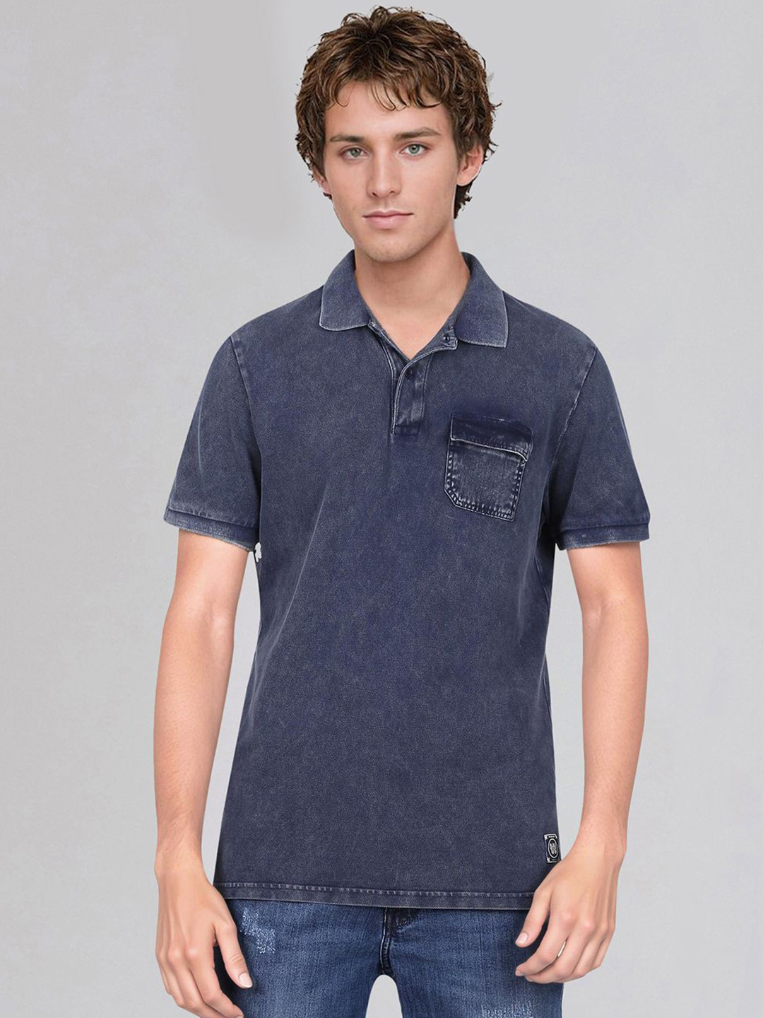 Wrangler Men Polo Collar Pure Cotton Pockets T-shirt