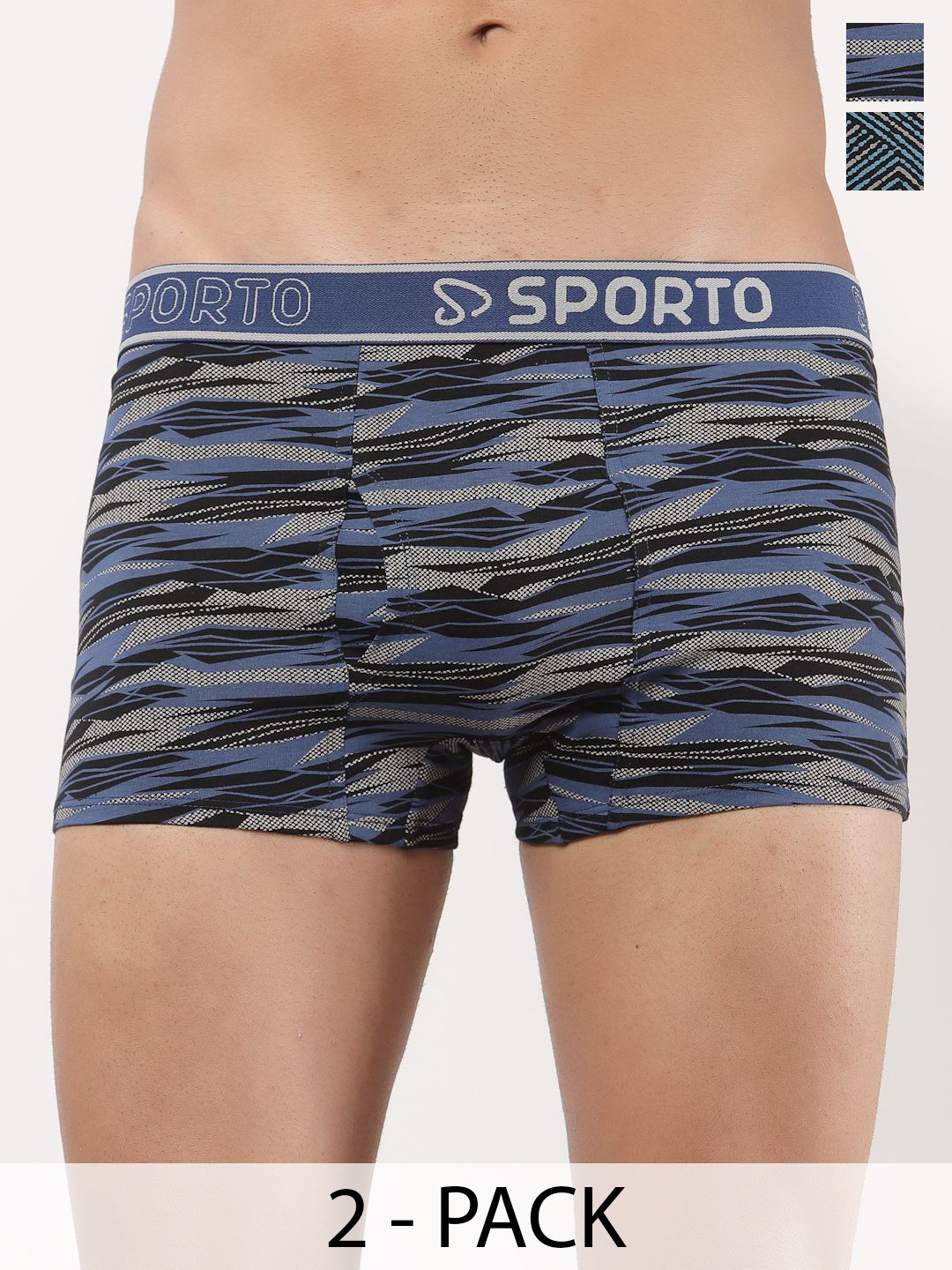 SPORTO Men Pack 2 Printed Pure Cotton Trunk SP-TR-M1021-CH-NY-XL-2P-RE