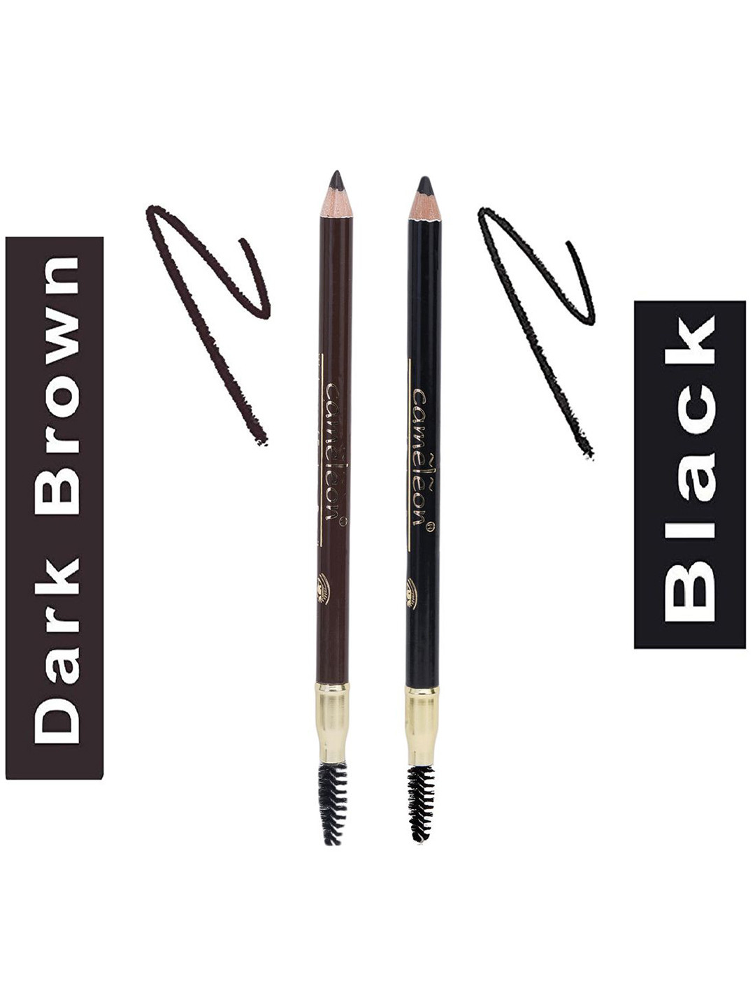 Cameleon Set Of 2 Eyebrow Pencil With Brush - 2.5 g Each - Dark Brown & Black