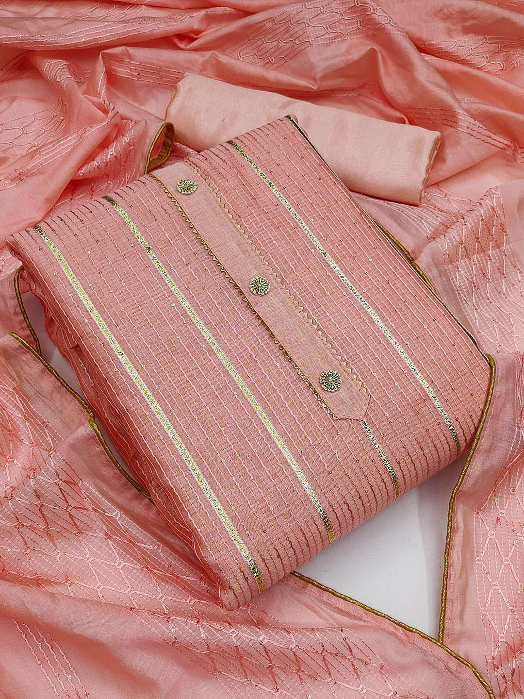 Maroosh Stripe Embroidered Sequinned Unstitched Dress Material