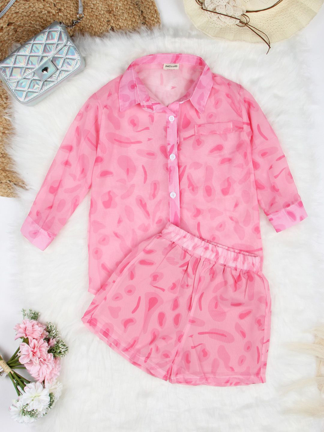 INCLUD Girls Animal Printed Shirt With Short