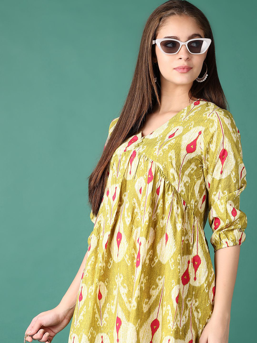 V-Mart Women Printed V-Neck Kurti