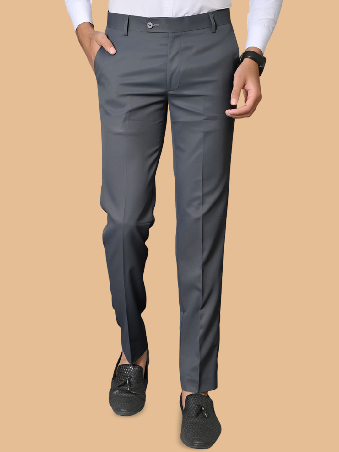 el cielo Men Tailored Easy Wash Pleated Formal Trousers