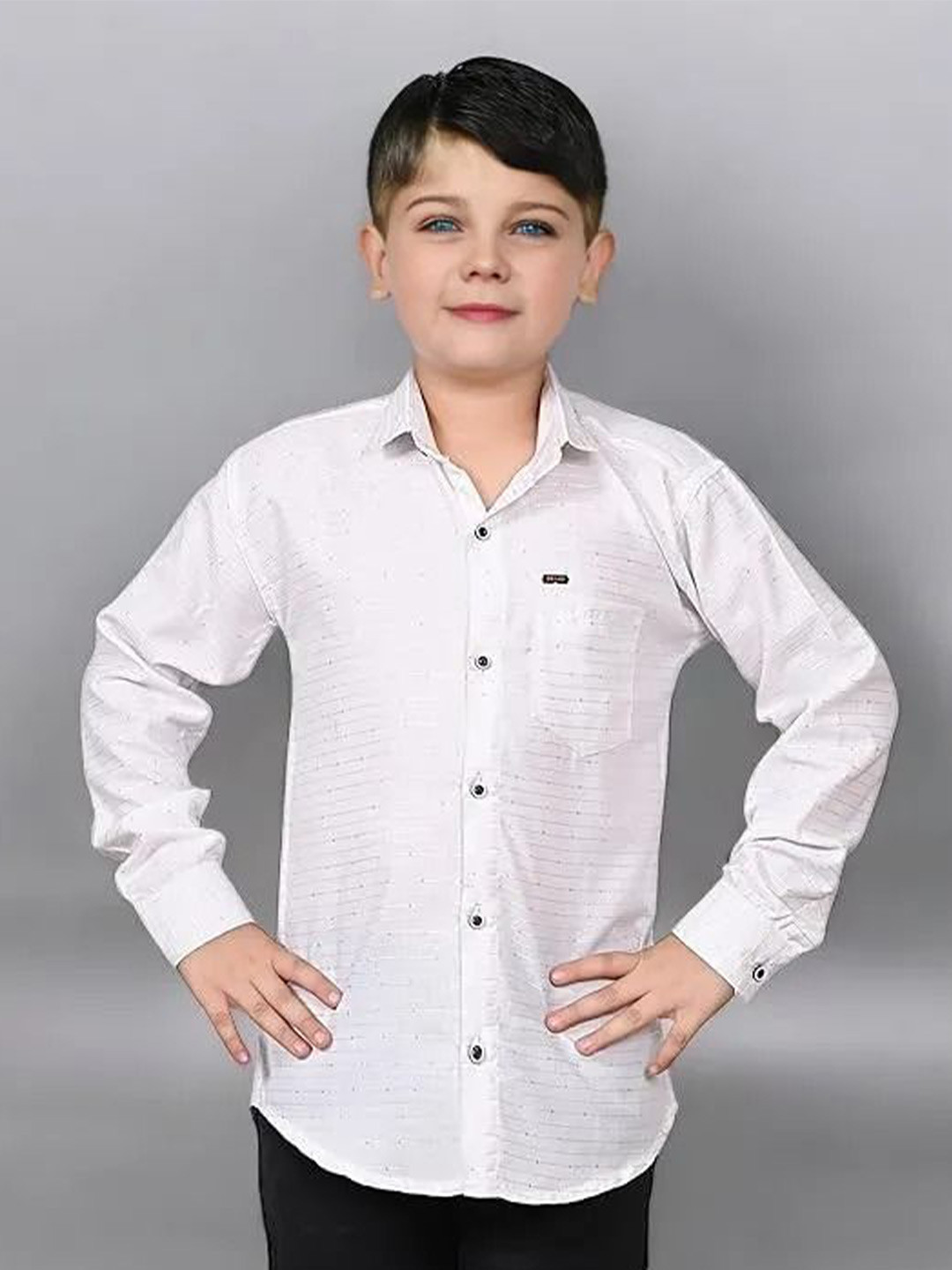 Eliq Boys Horizontal Stripes Opaque Printed Party Shirt