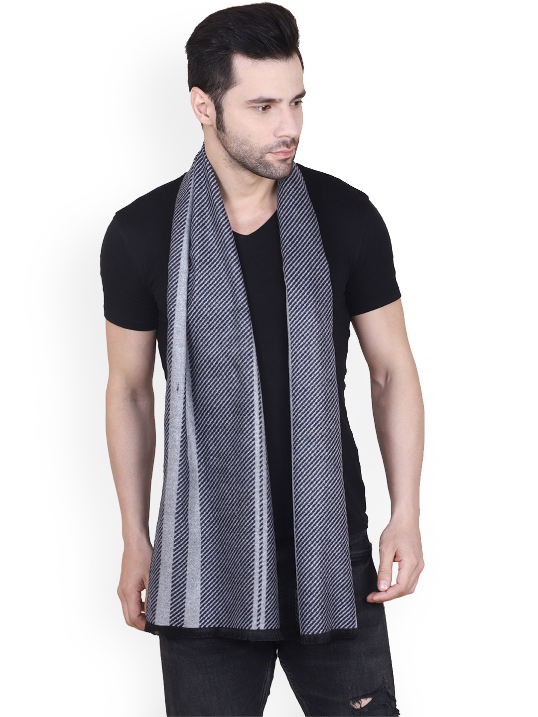 Cazzano Men Striped Merino Wool Mufflers