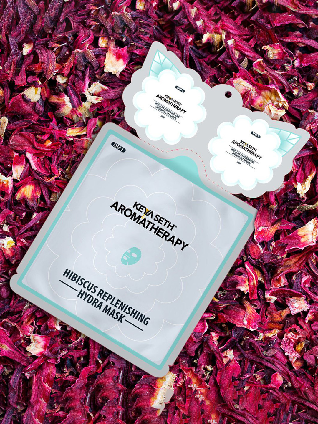 KEYA SETH AROMATHERAPY  Set Of 6 Hibiscus Replenishing Hydra 3-In-1 Facial Sheet Mask - 180 ml