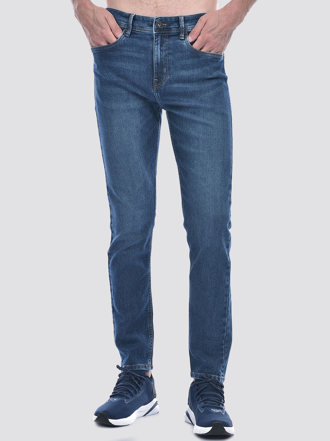 INKD Men Cotton Slim Fit Light Fade Stretchable Jeans