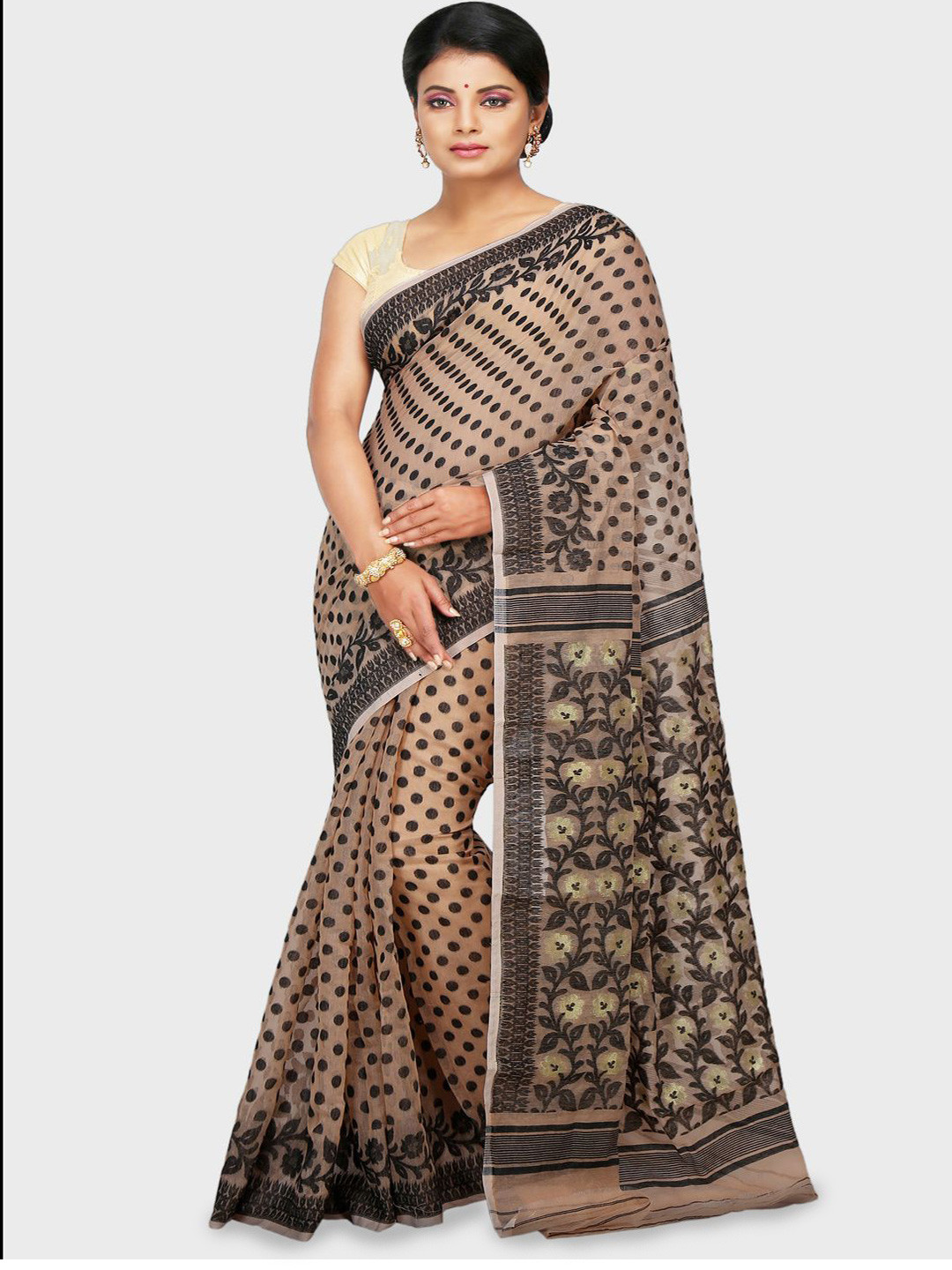 Crochetin Polka Dots Printed Ready to Wear Saree