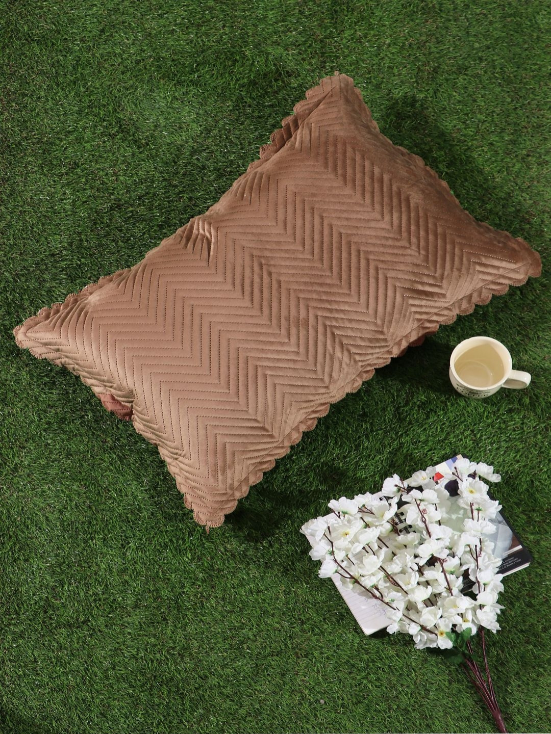 HOSTA HOMES Brown Velvet Rectangle Pillow Cover