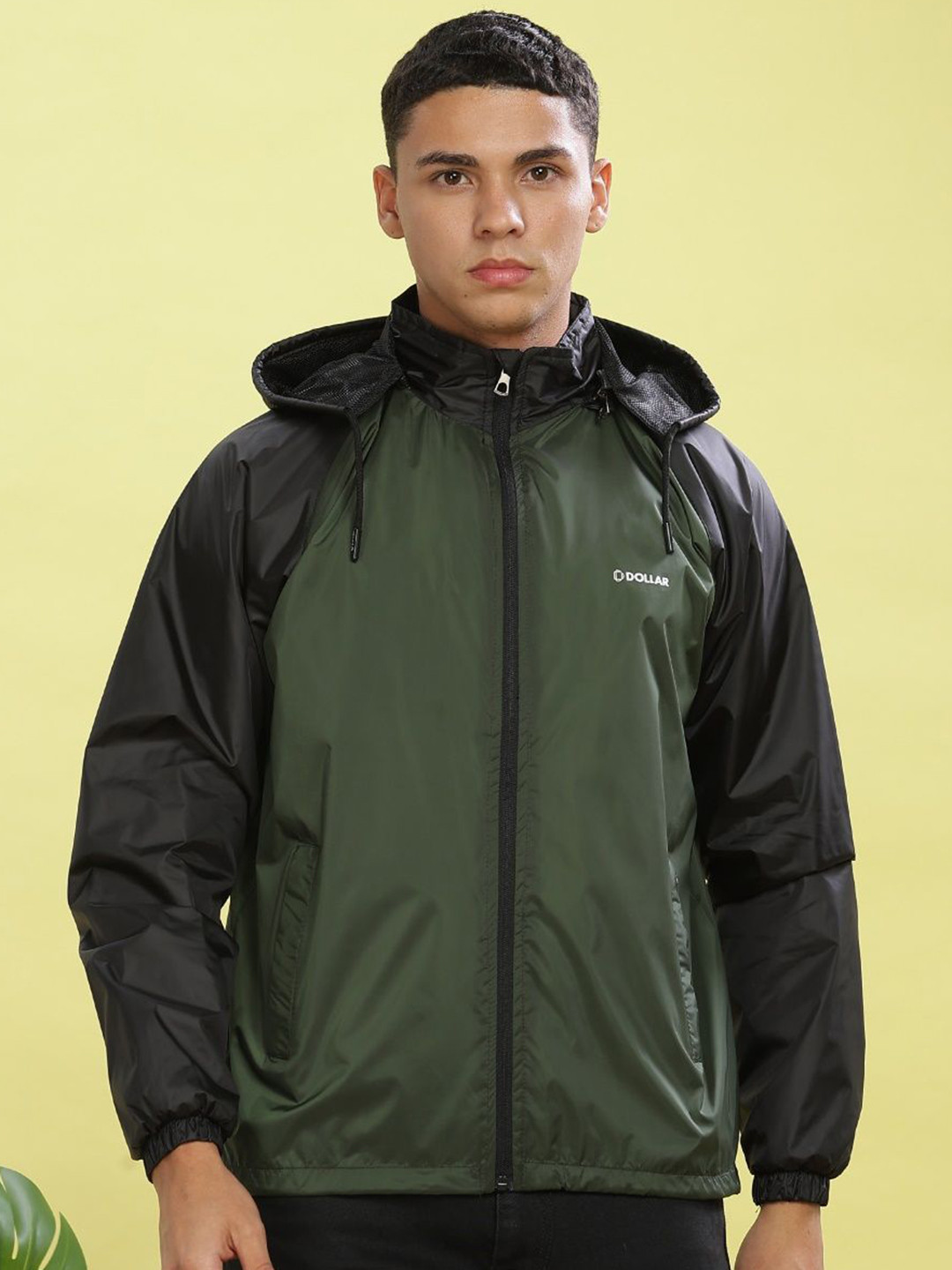 Dollar Men Colourblock Light Weight Windcheater with UV Protection and Detachable Hood
