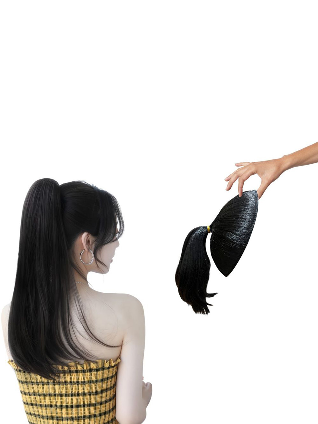 D-Divine Tape-In Straight Ponytail Hair Extension - 35 cm -  Black