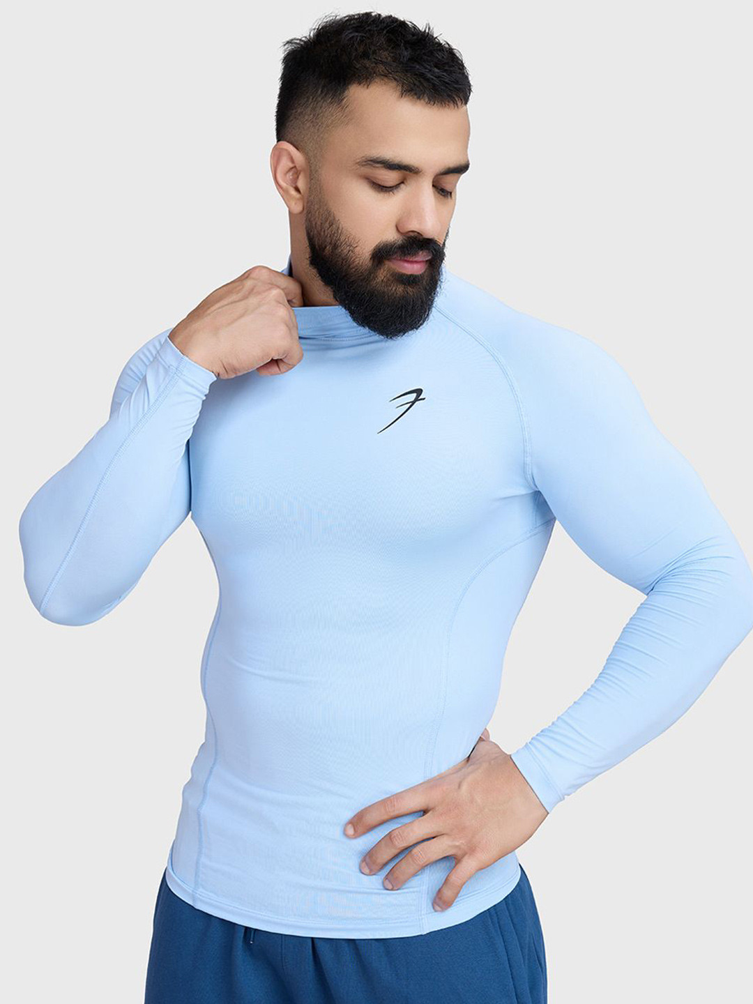FUAARK Men High Neck Stretchex Pockets Compression T-shirt
