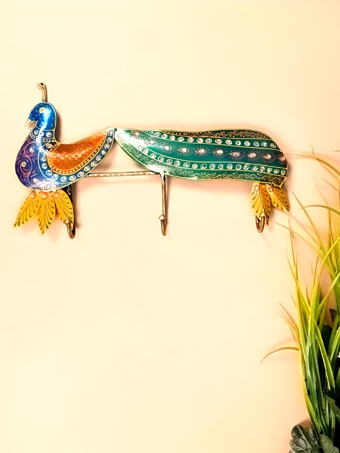 apka mart Green & Blue Peacock Key Holder