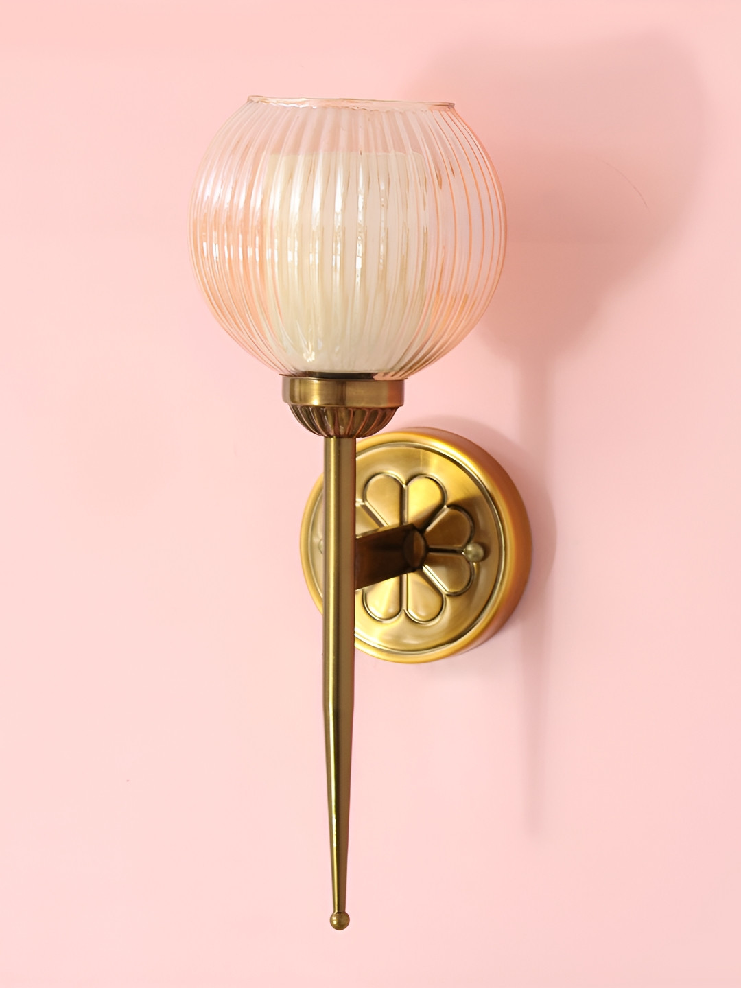 SHREE KALA HOME DECOR Brown Textured Metal Traditional Wall Lamp