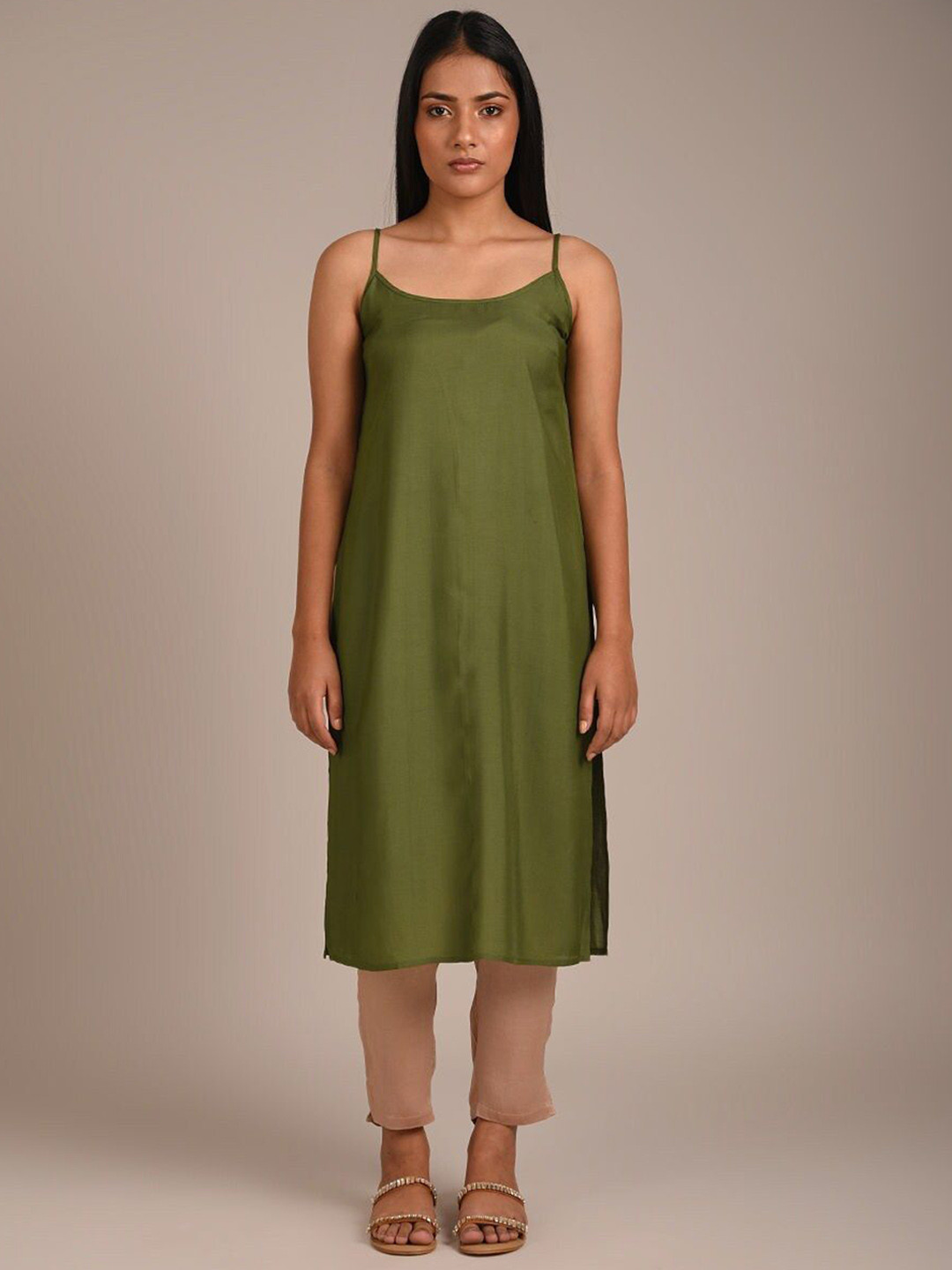 JAYPORE Pure Cotton Longline Slip with Side Slits