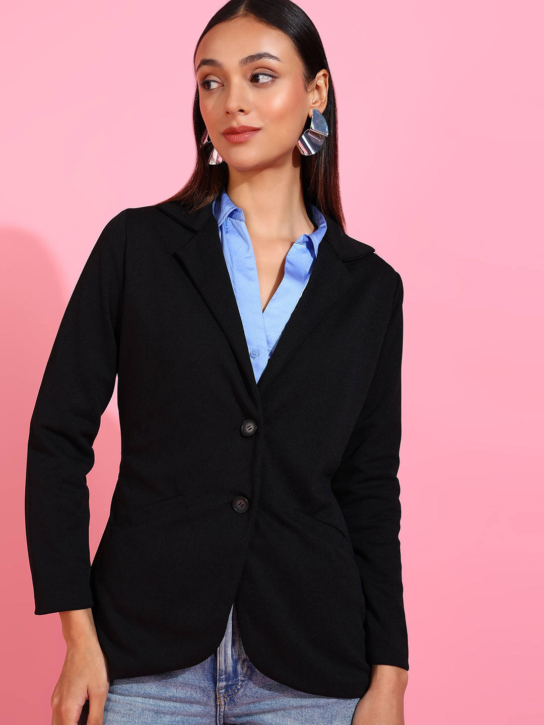 Golden Kite Women Full Sleeves Single-Breasted Blazer