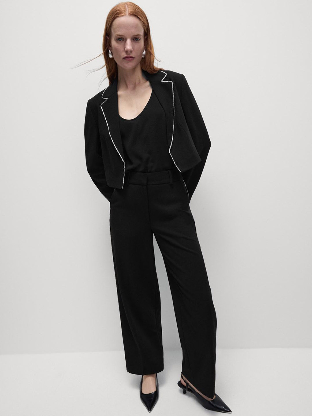 Marks & Spencer Tailored Fit Embellished Cropped  Blazer