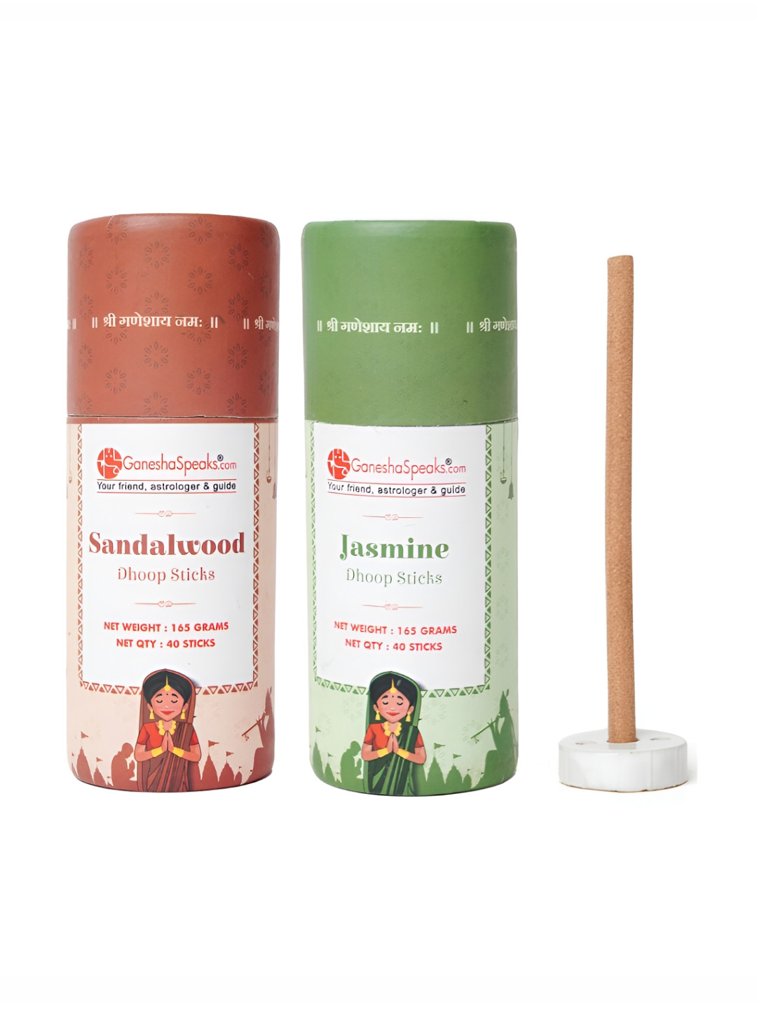 GaneshaSpeaks Set Of 2 Brown Sandalwood & Jasmine Bambooless Dhoop Sticks