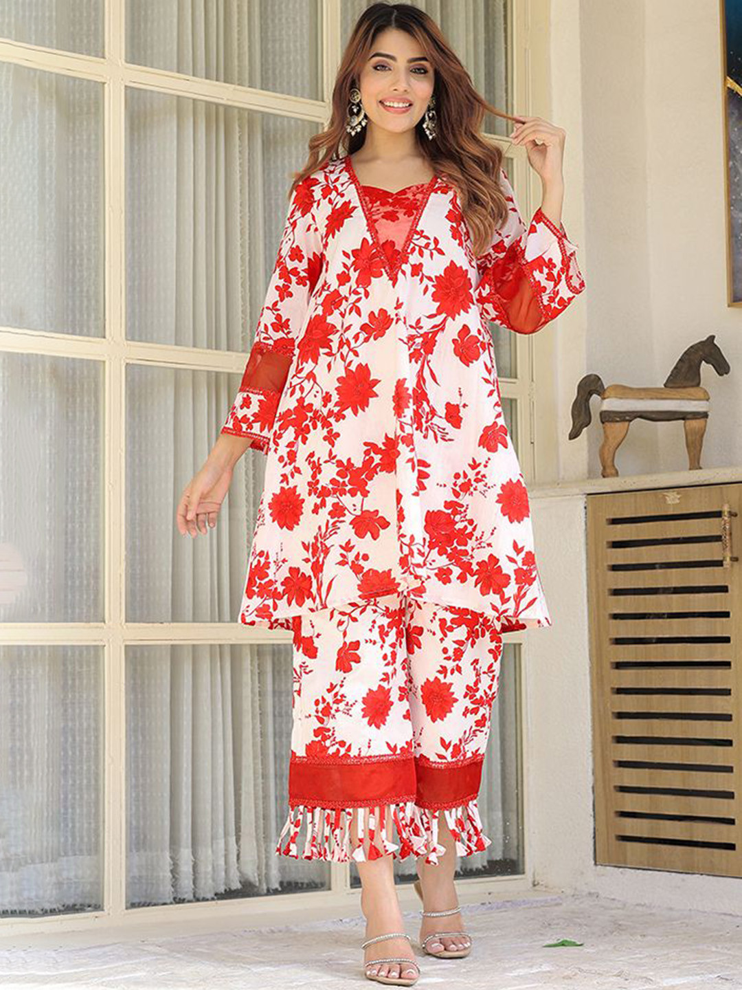 LABEL ADITI HUNDIA Printed Tunic & Palazzos Co-Ords Set