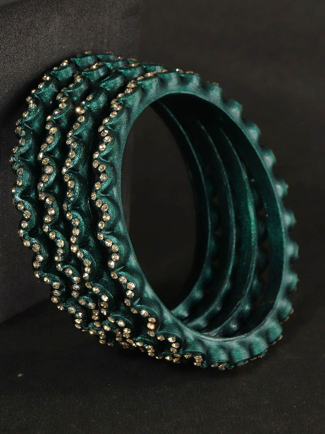 ZULKA Women Pack Of 4 Zircon Stone-Studded Bangles