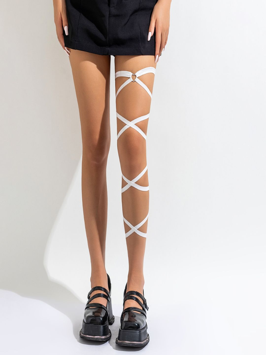 AQUASTREET White Cross Strap Thigh Harness Body Accessory