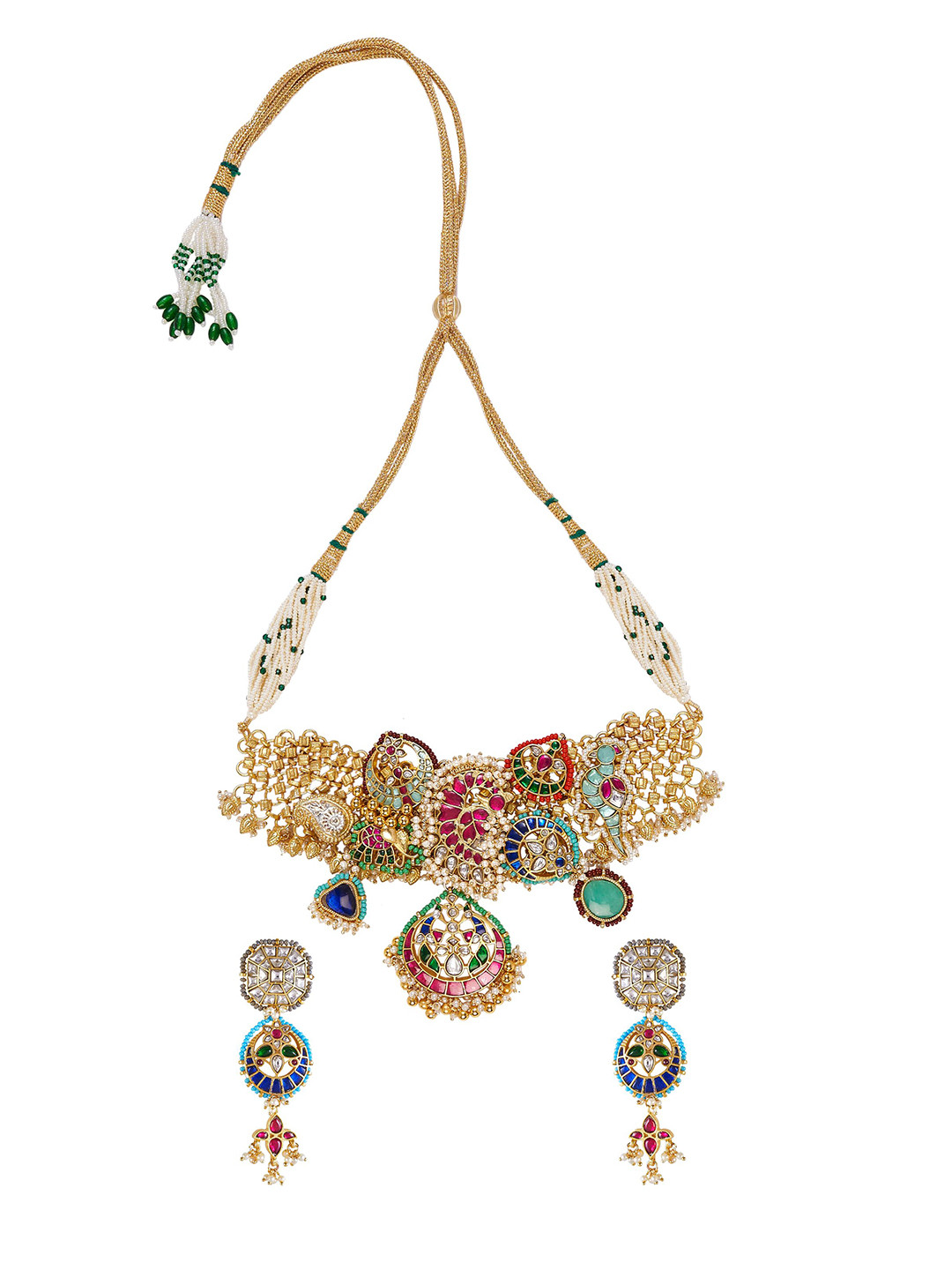 vivinia BY VIDHI MEHRA Womens Gold Plated Choker Necklace Set with Pair of Earrings