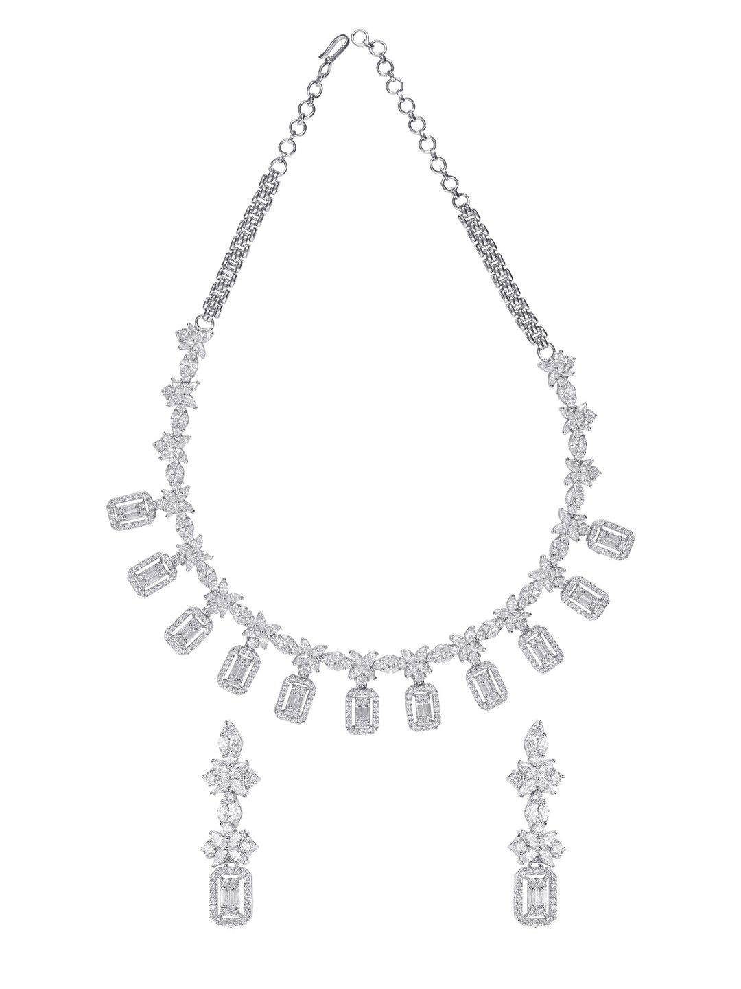 vivinia BY VIDHI MEHRA Womens Silver Plated Choker Necklace Set with Pair of Earrings